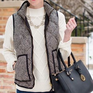 J Crew Herringbone Quilted Vest